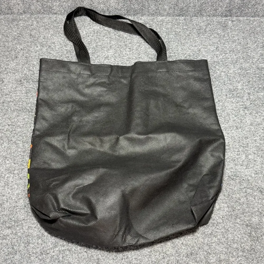 Nylon Fabric Tote Bag Animals Dogs Cats Handbag Black Multicolor (AOP) 15”x 13”